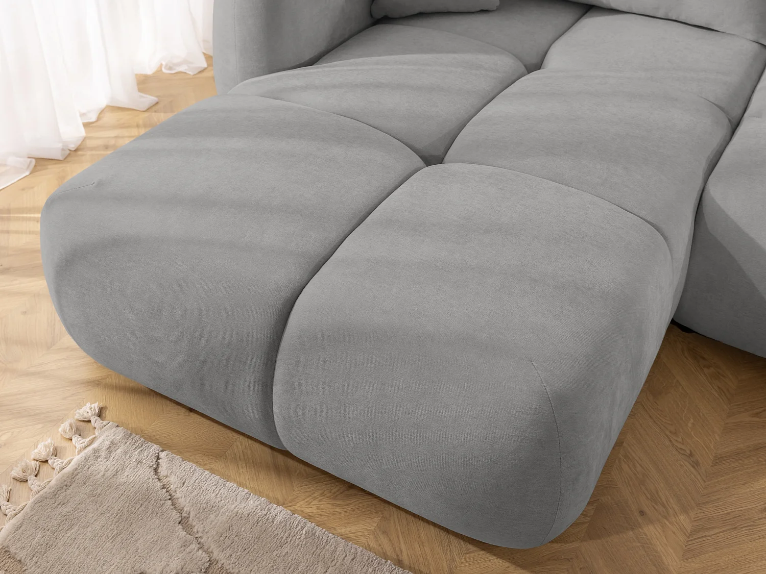Canapé d’angle avec fonction couchage en tissu tissé LORETTO