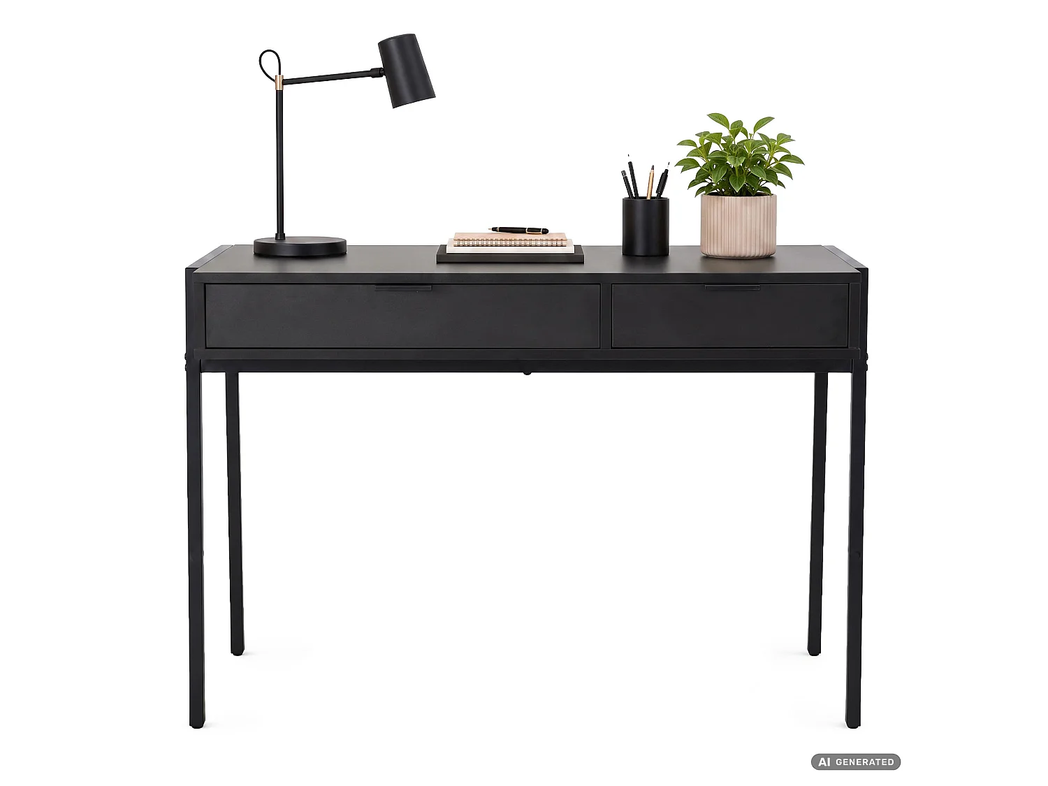 Industrieel computerbureau Zwart ZENTIA 100 cm 2 lades Zwarte poten