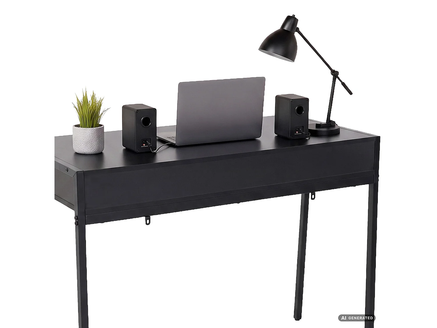 Industrieel computerbureau Zwart ZENTIA 100 cm 2 lades Zwarte poten