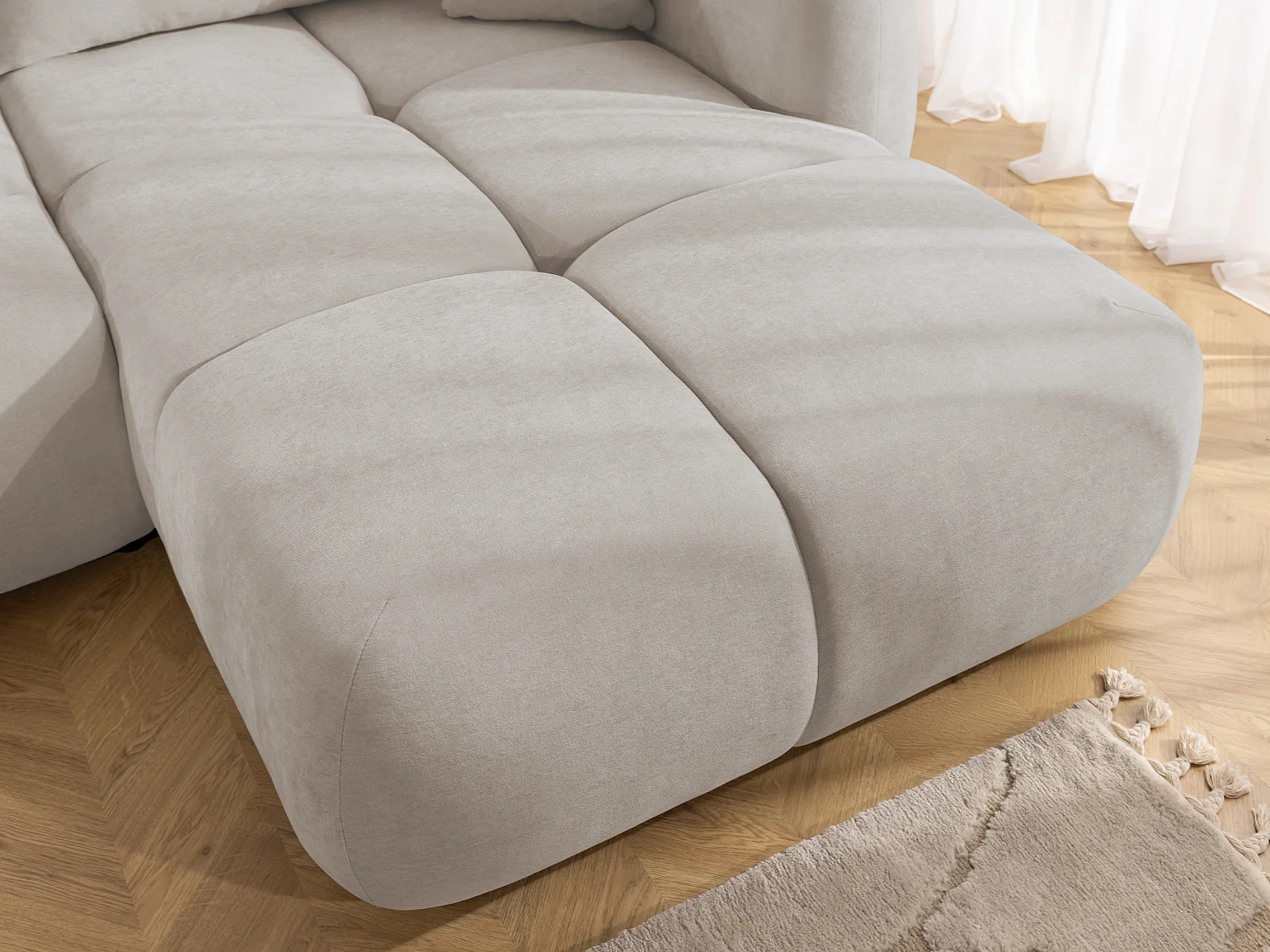 Canapé d’angle avec fonction couchage en tissu tissé LORETTO