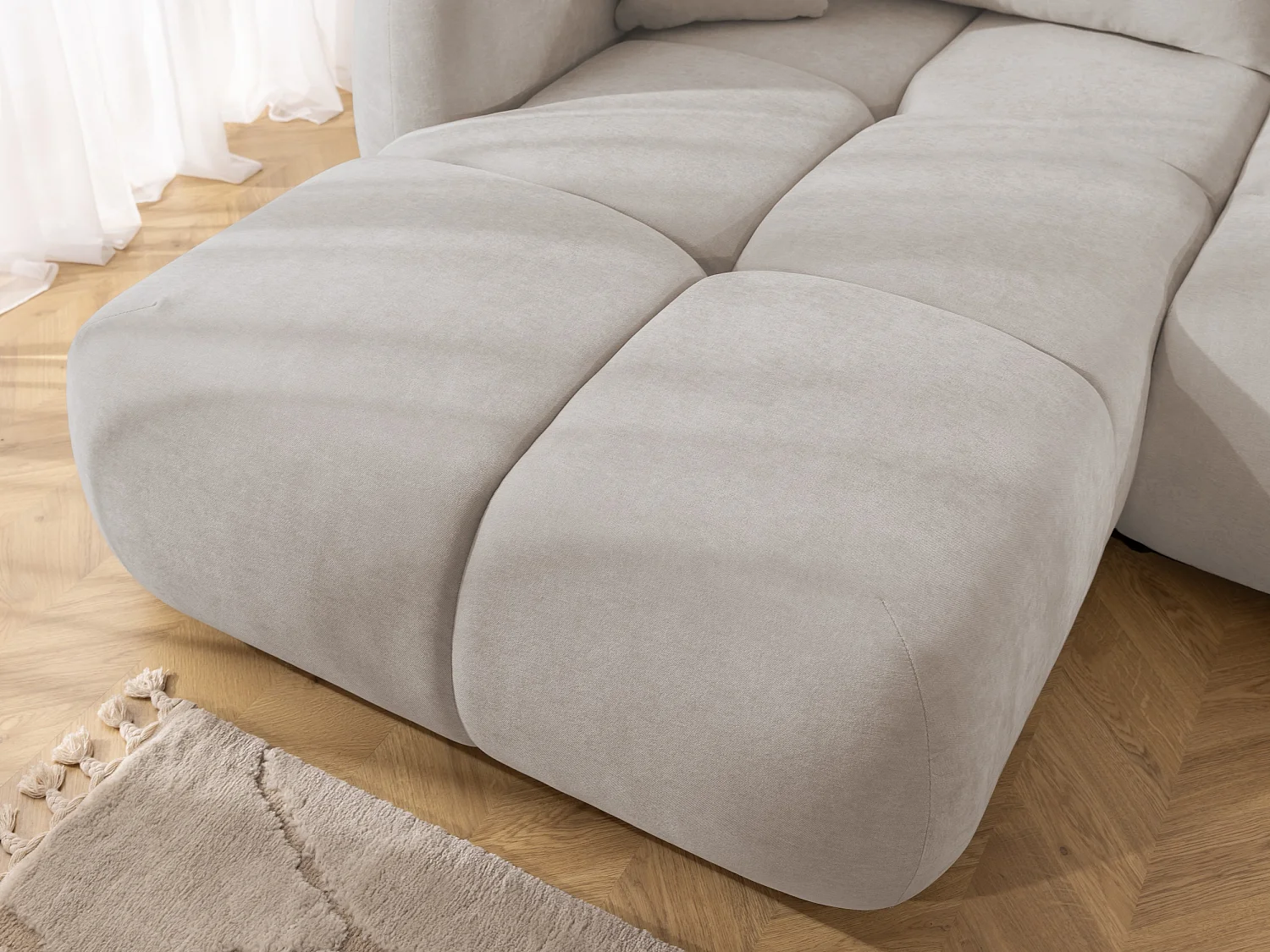 Canapé d’angle avec fonction couchage en tissu tissé LORETTO