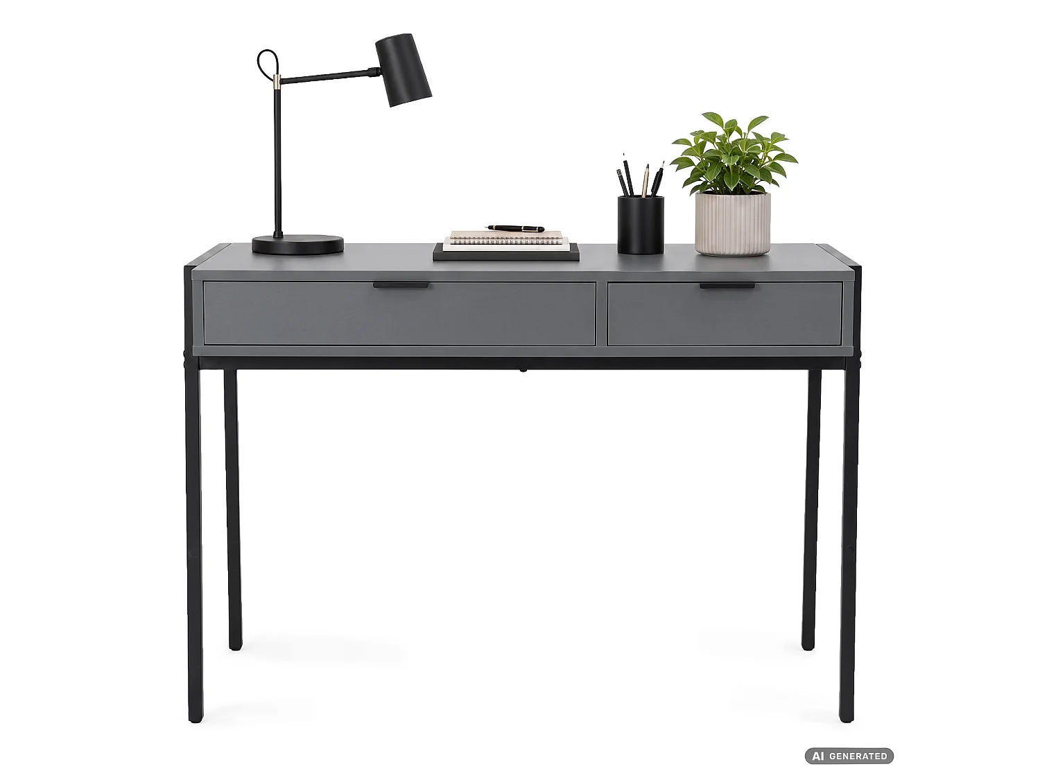 Industrieel computerbureau Grafiet ZENTIA 100 cm 2 lades Zwarte poten