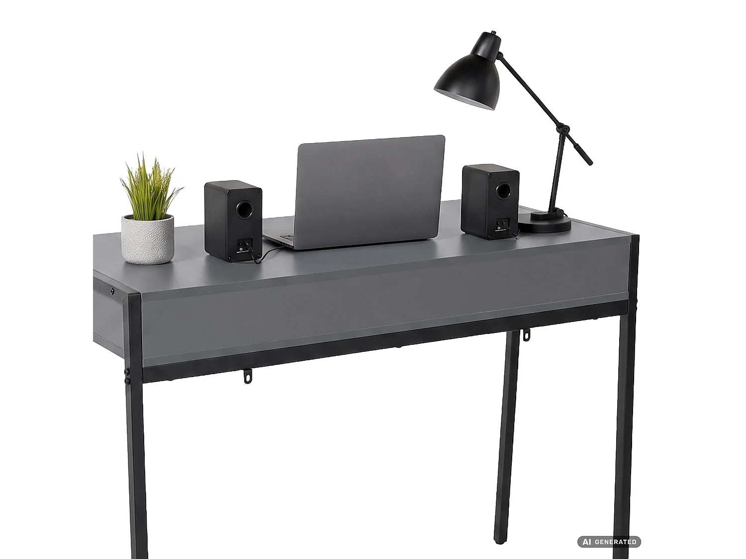 Industrieel computerbureau Grafiet ZENTIA 100 cm 2 lades Zwarte poten