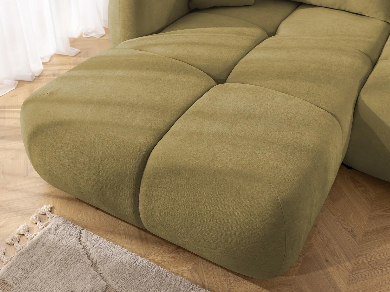 Canapé d’angle avec fonction couchage en tissu tissé LORETTO