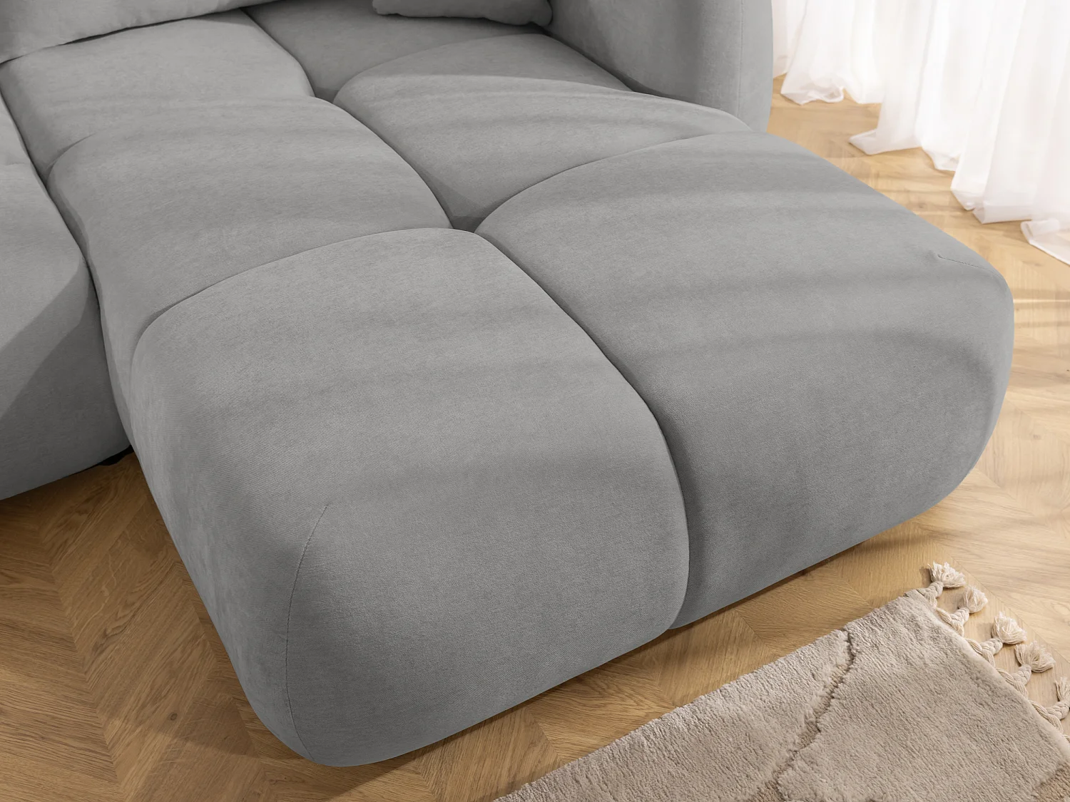 Canapé d’angle avec fonction couchage en tissu tissé LORETTO
