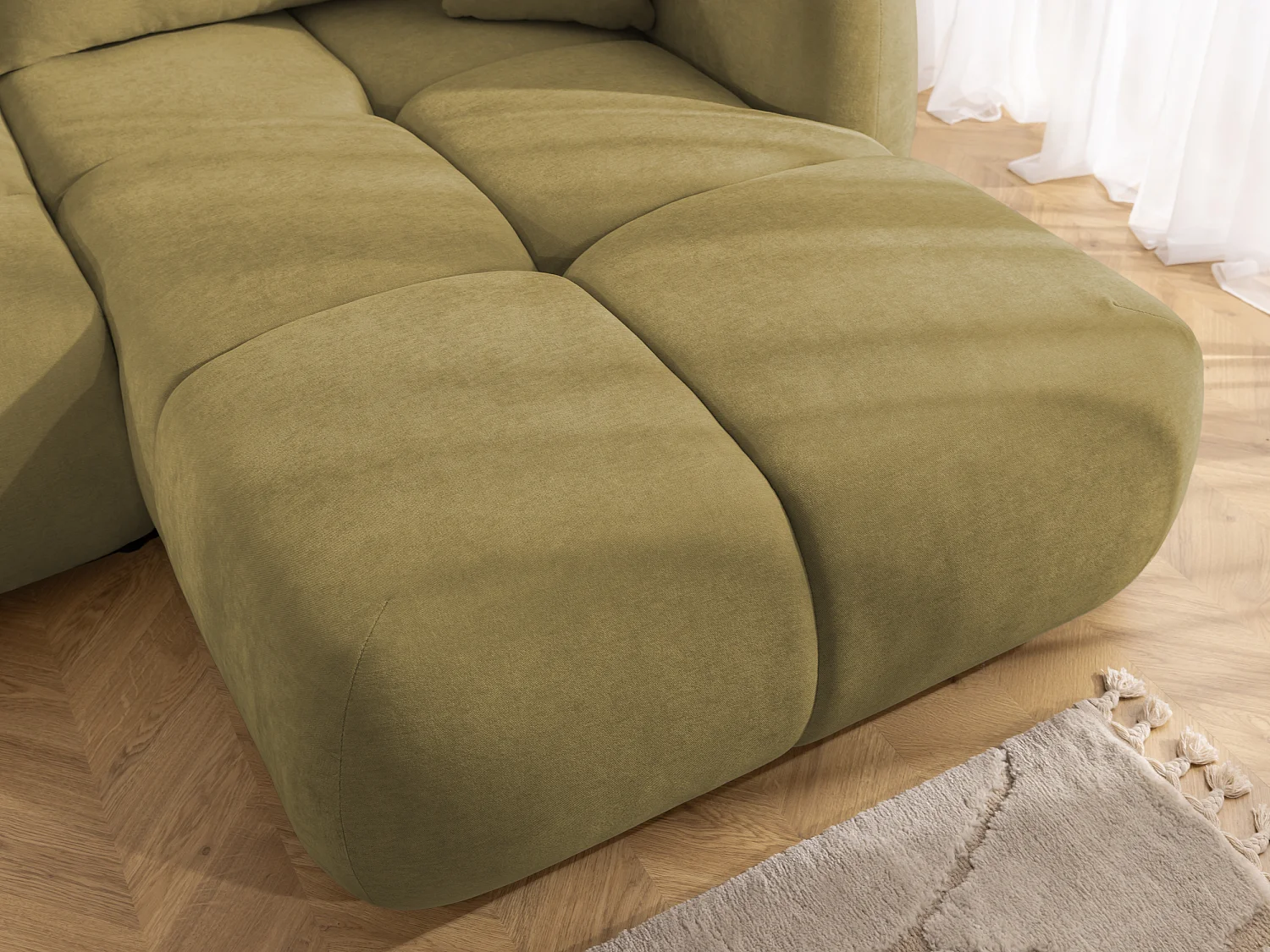 Canapé d’angle avec fonction couchage en tissu tissé LORETTO