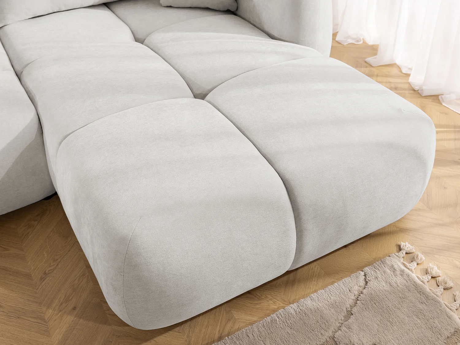 Canapé d’angle avec fonction couchage en tissu tissé LORETTO