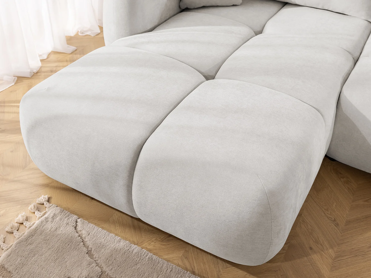 Canapé d’angle avec fonction couchage en tissu tissé LORETTO