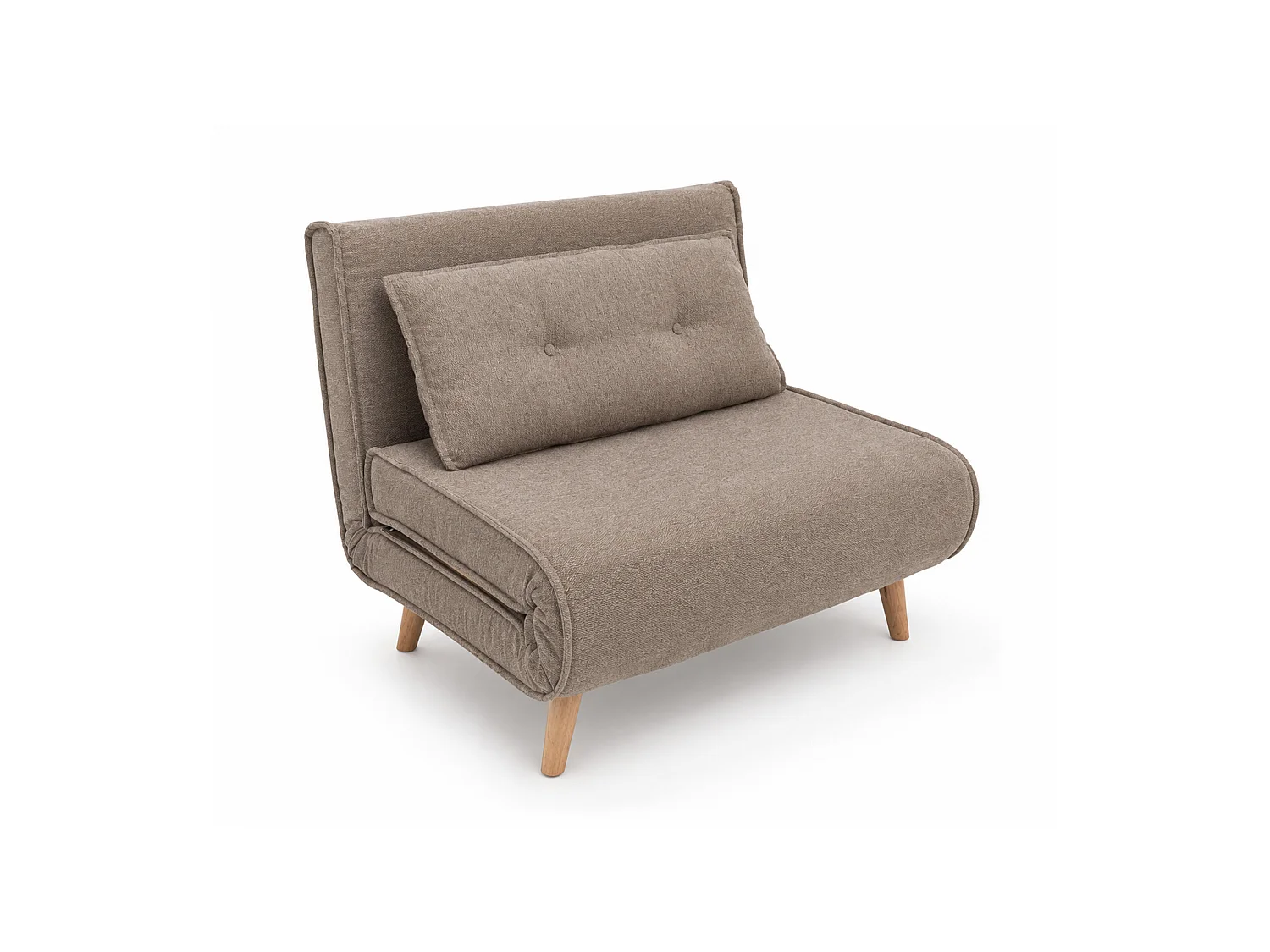 Sofá cama de 82x95x81-192 cm de 1 plaza con 4 patas de madera en color beige Pegaso