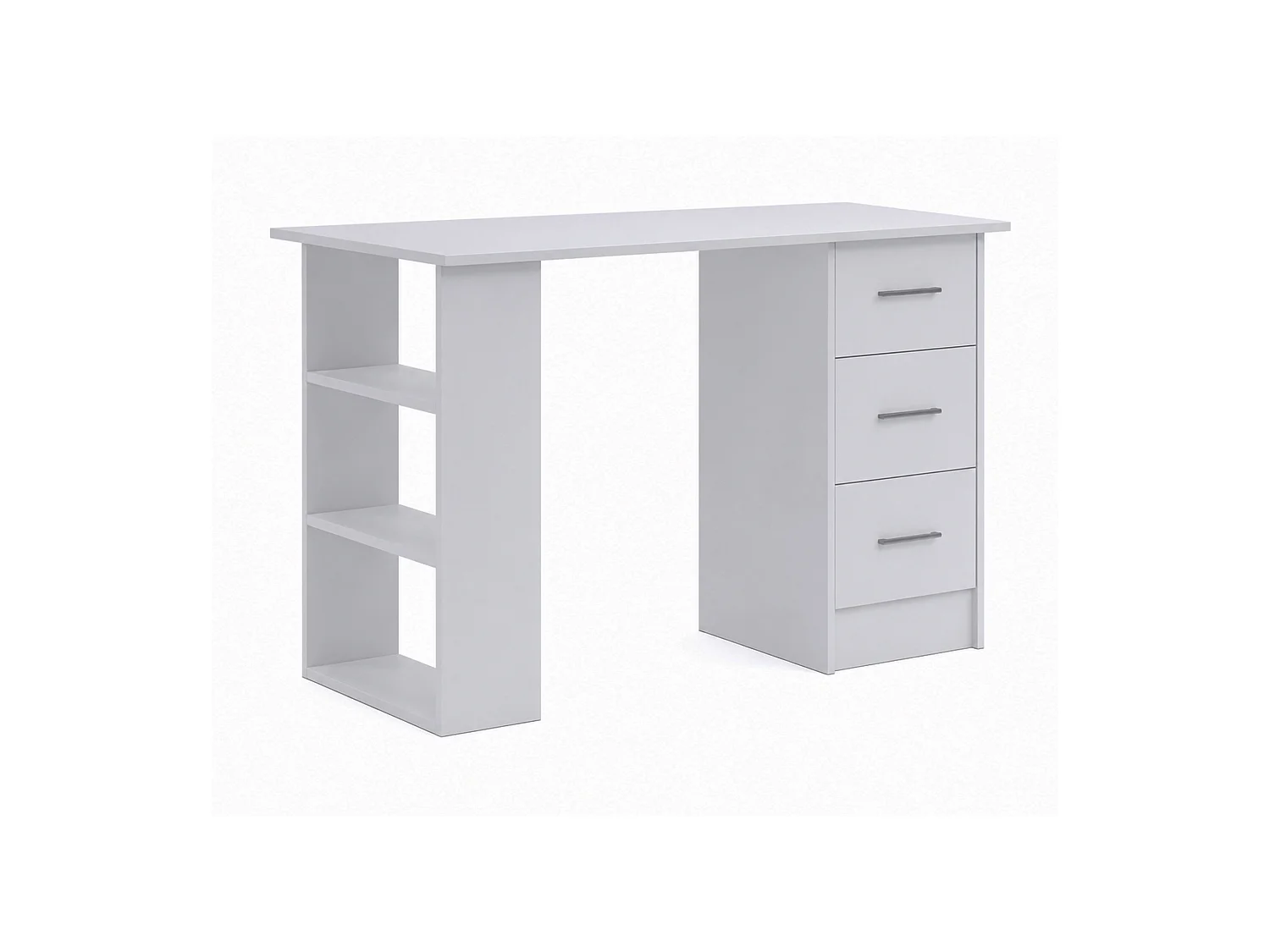 Mesa de escritorio de 72x120x49 cm de melamina con 3 cajones en color blanco Deski