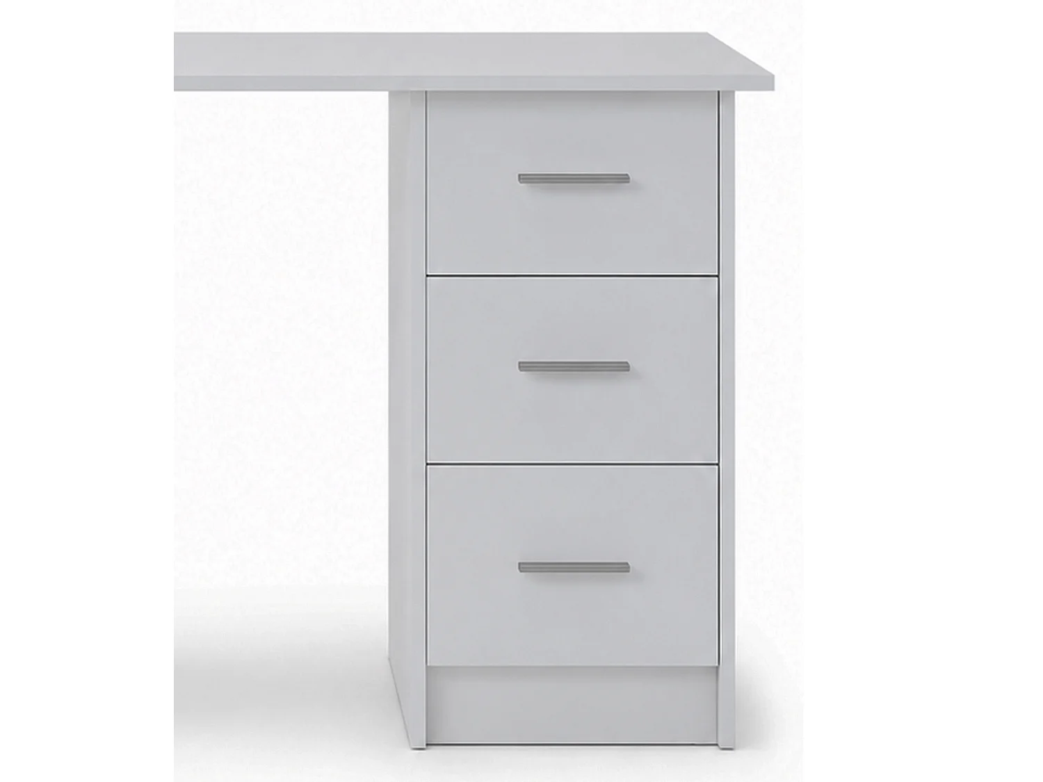 Mesa de escritorio de 72x120x49 cm de melamina con 3 cajones en color blanco Deski