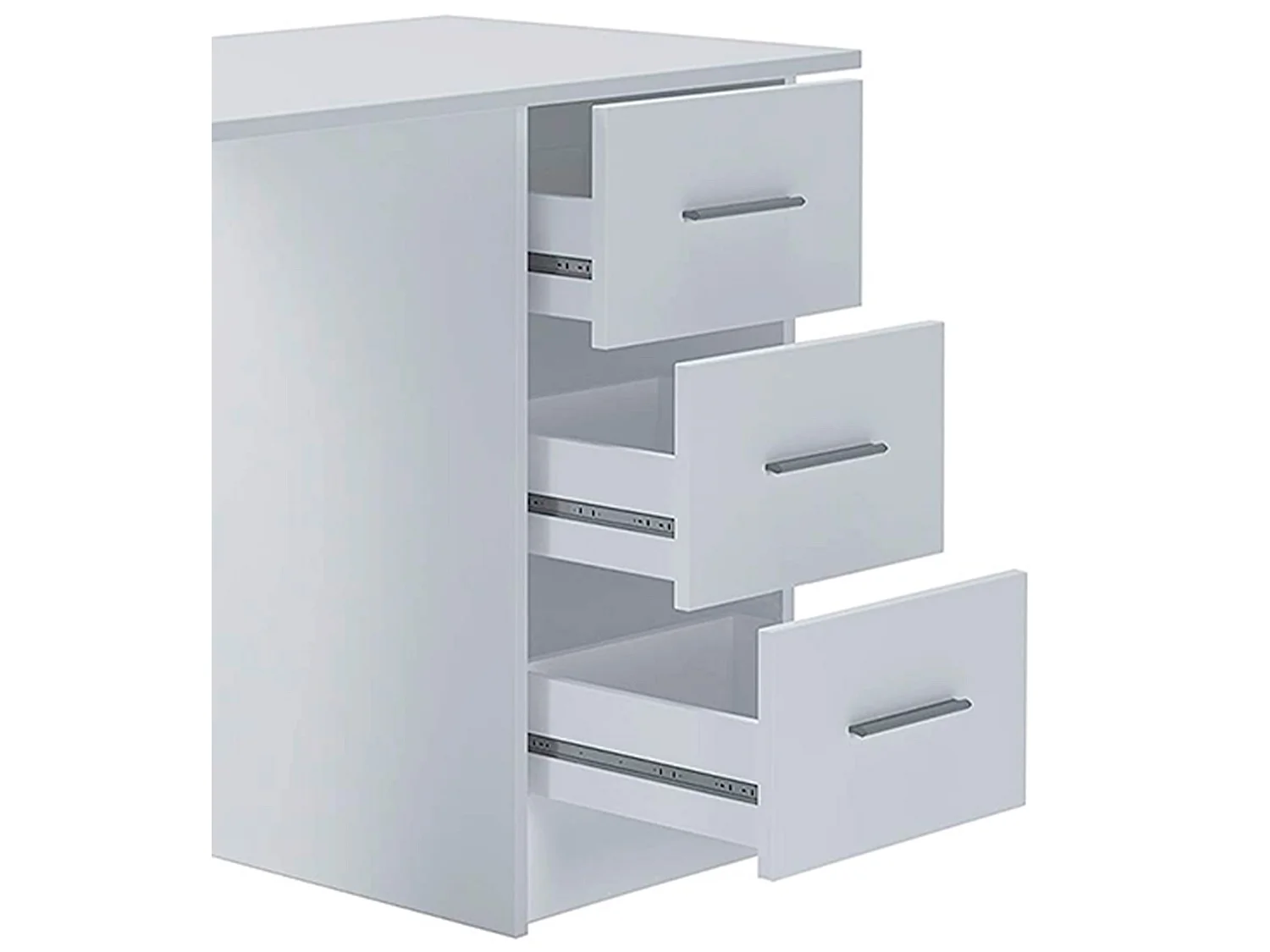 Mesa de escritorio de 72x120x49 cm de melamina con 3 cajones en color blanco Deski