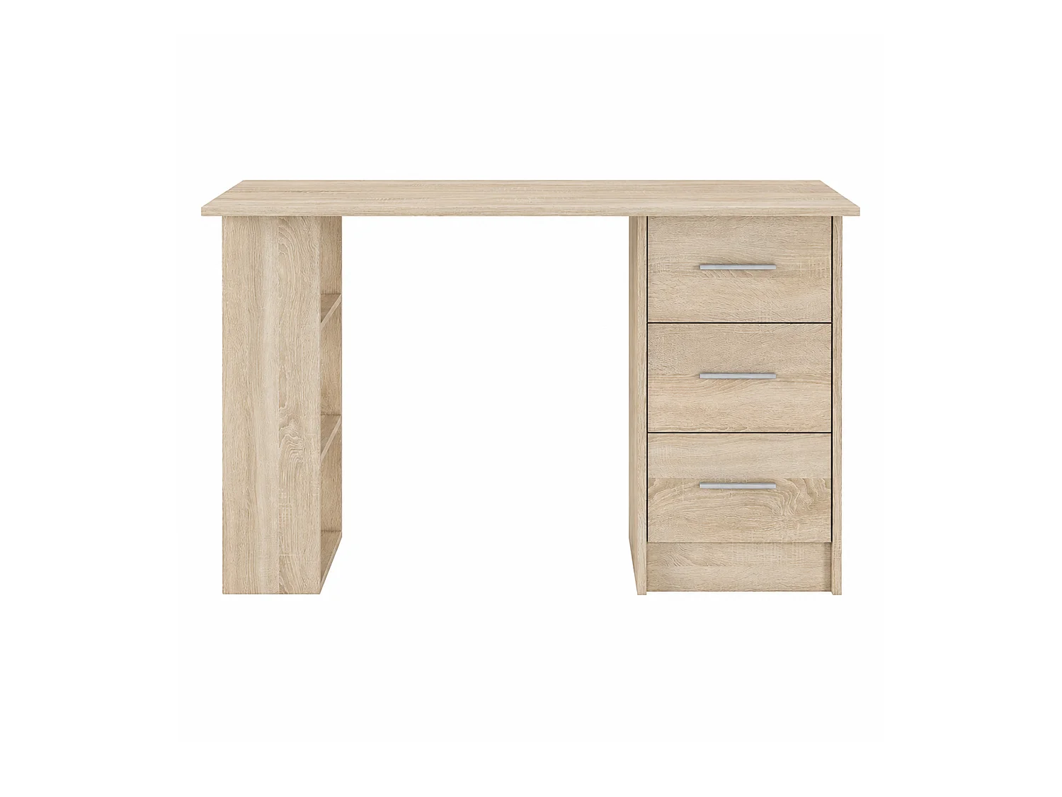 Mesa de escritorio de 72x120x49 cm de melamina con 3 cajones en color beige Deski