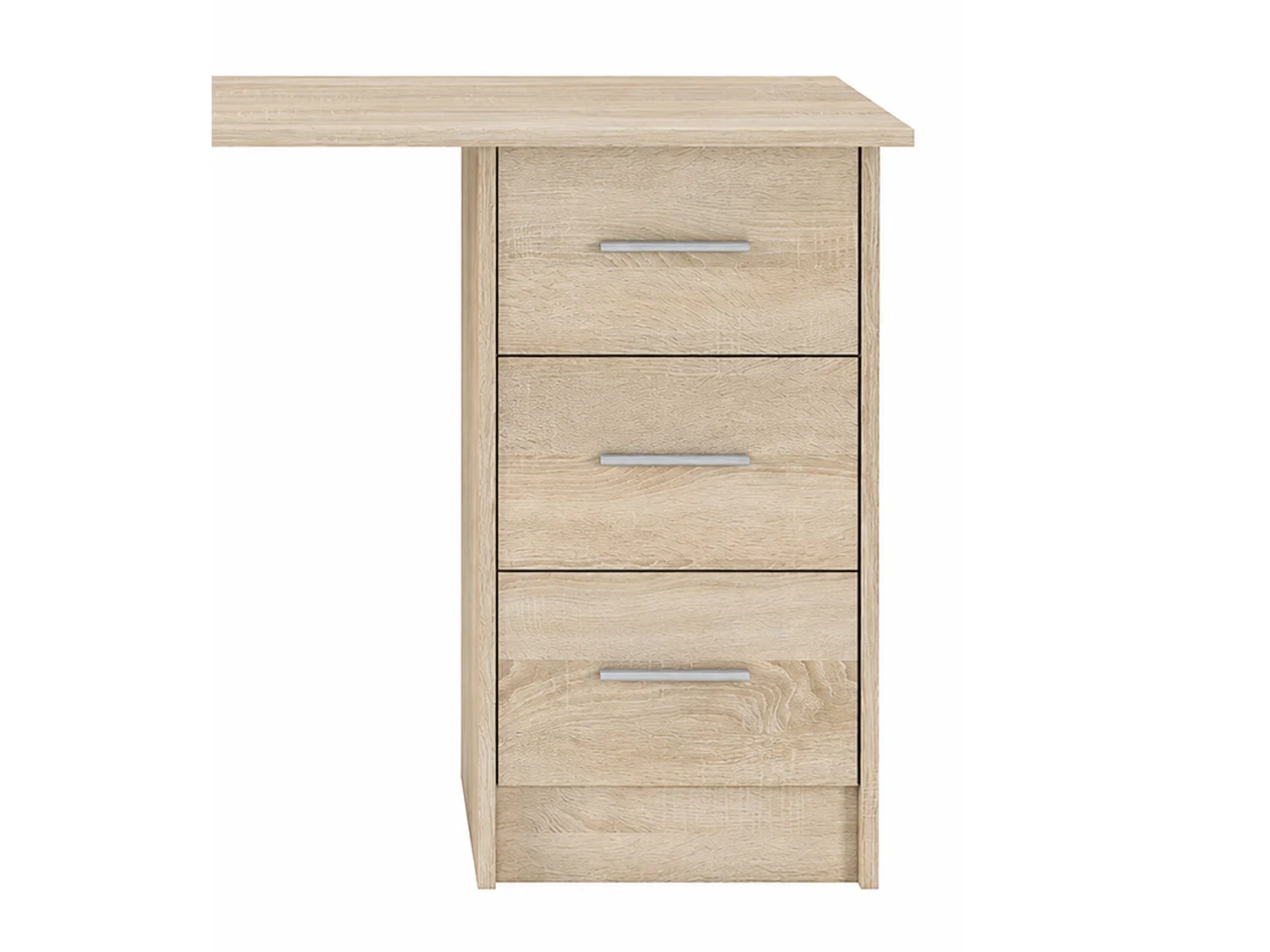 Mesa de escritorio de 72x120x49 cm de melamina con 3 cajones en color beige Deski