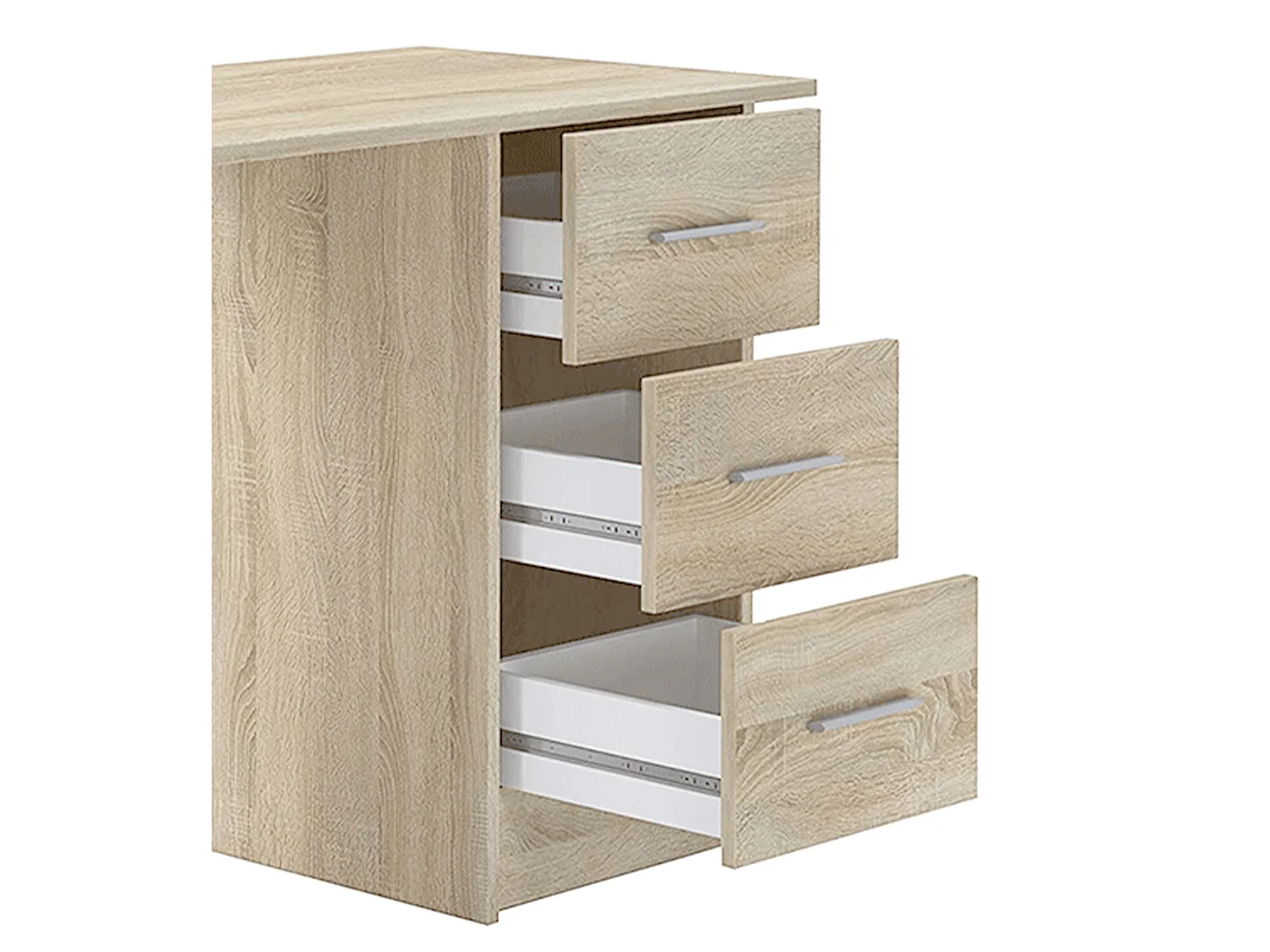 Mesa de escritorio de 72x120x49 cm de melamina con 3 cajones en color beige Deski