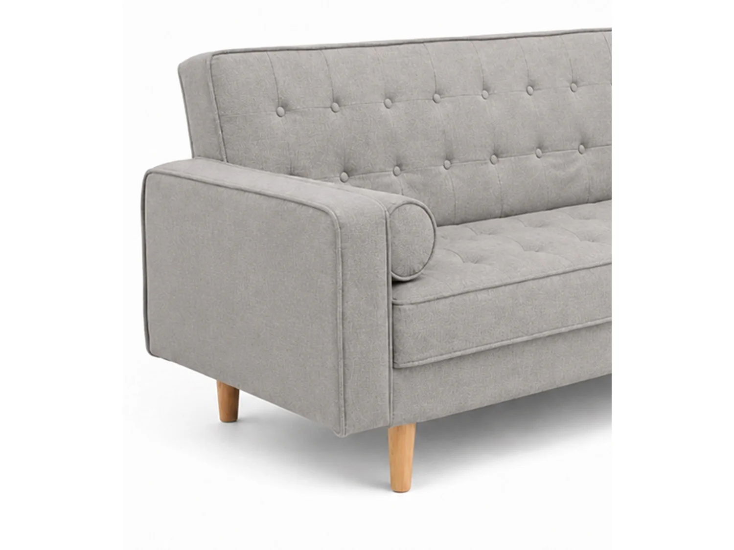 Sofá cama de 85x214x82-108 cm con acabado capitoné y cojines laterales color gris Pynkie