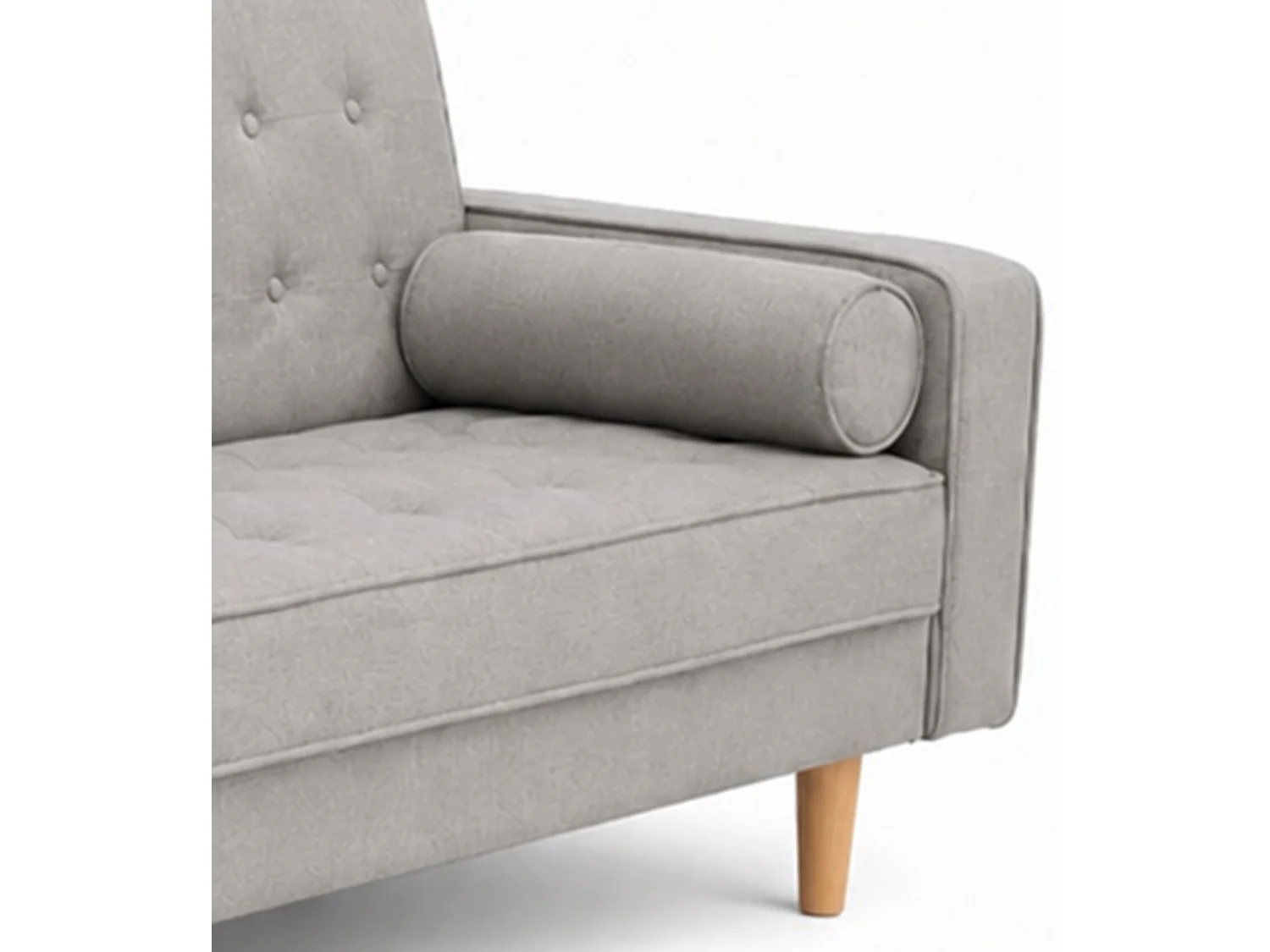 Sofá cama de 85x214x82-108 cm con acabado capitoné y cojines laterales color gris Pynkie