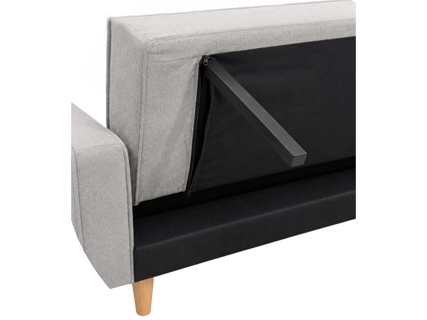 Sofá cama de 85x214x82-108 cm con acabado capitoné y cojines laterales color gris Pynkie