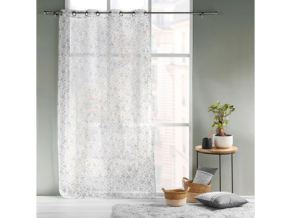 Rideau Voilage à Œillets "Flavie" 140x240cm Gris