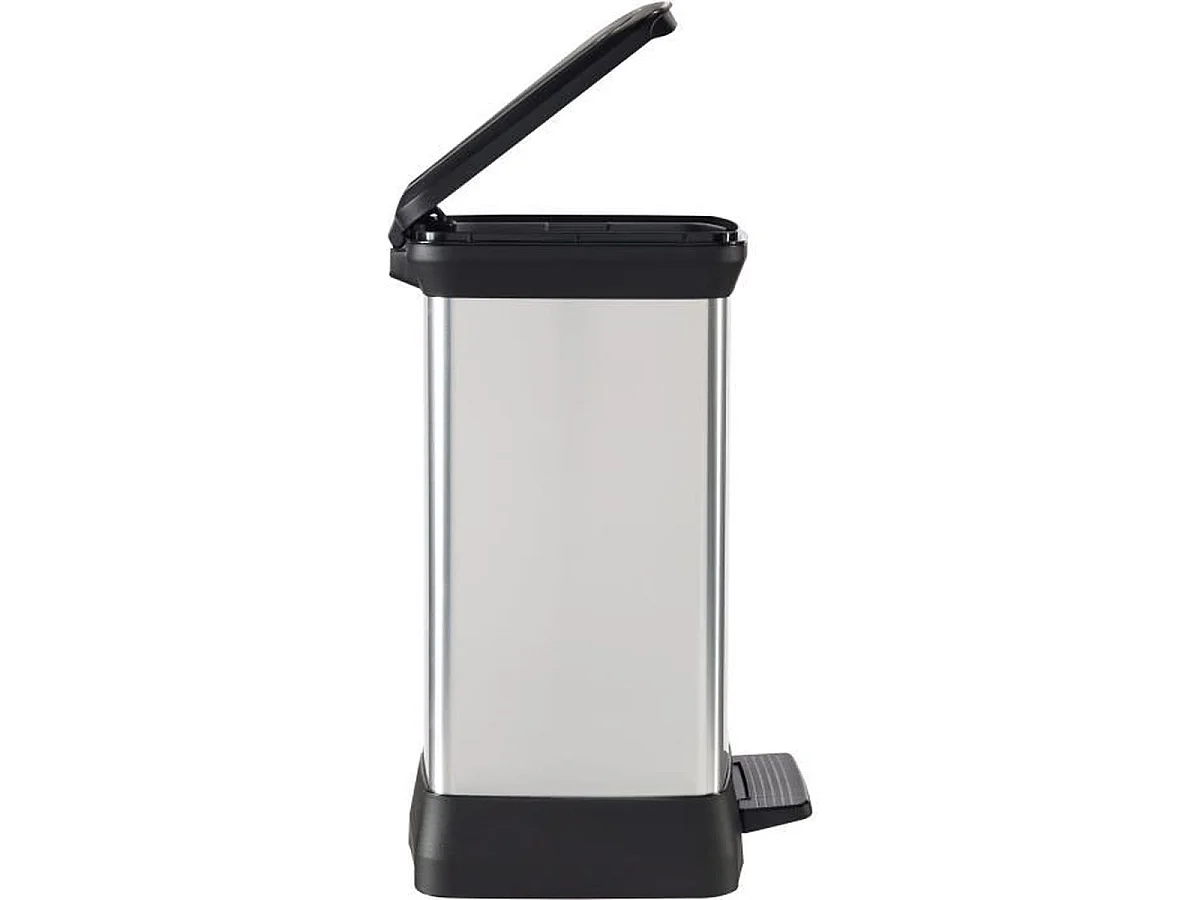 Poubelle à pédale CURVER Deco Bin 50 L - Gris métallisé, profil rectangulaire 39 x 29 x 51 cm