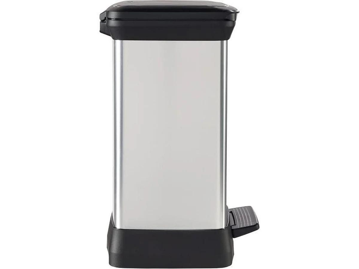 Poubelle à pédale CURVER Deco Bin 50 L - Gris métallisé, profil rectangulaire 39 x 29 x 51 cm