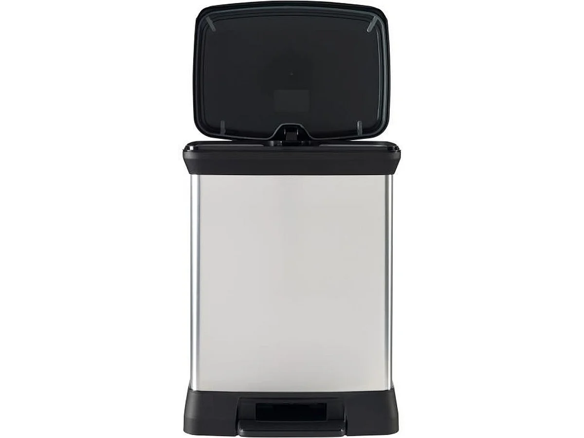 Poubelle à pédale CURVER Deco Bin 50 L - Gris métallisé, profil rectangulaire 39 x 29 x 51 cm
