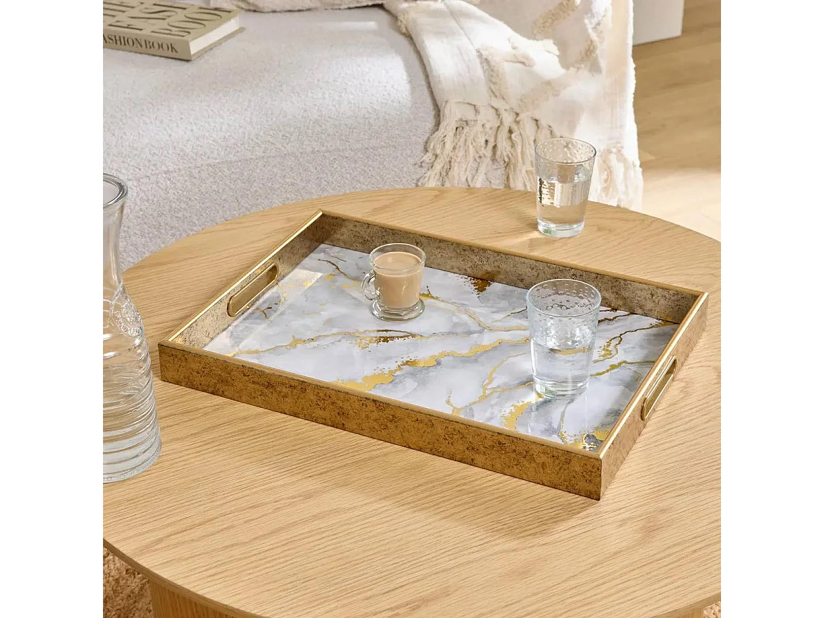 Plateau de Service Déco "Calvi" 44cm Blanc