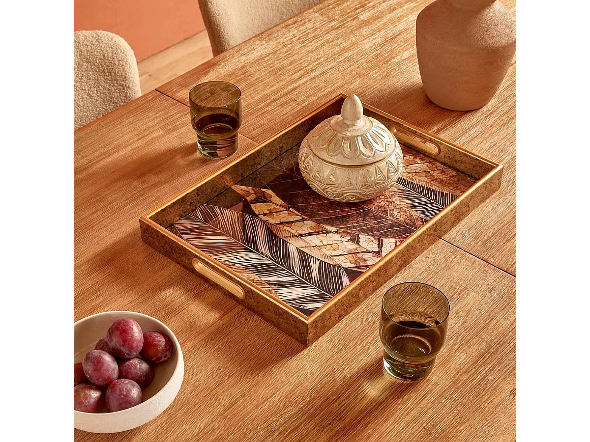 Plateau de Service Déco "Calvi" 44cm Marron