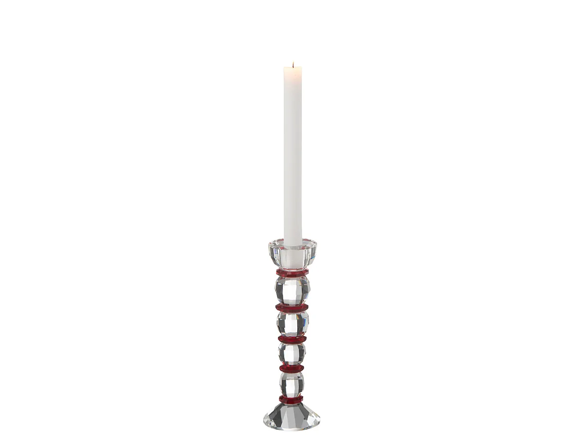 Chandelier Design en Cristal "Annie" 22cm Transparent & Rouge