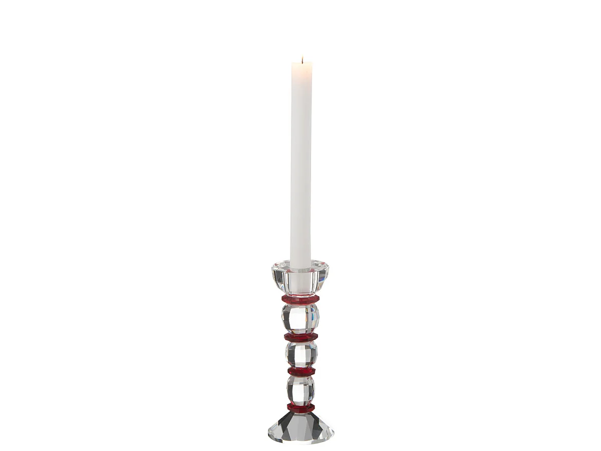Chandelier Design en Cristal "Annie" 18cm Transparent & Rouge