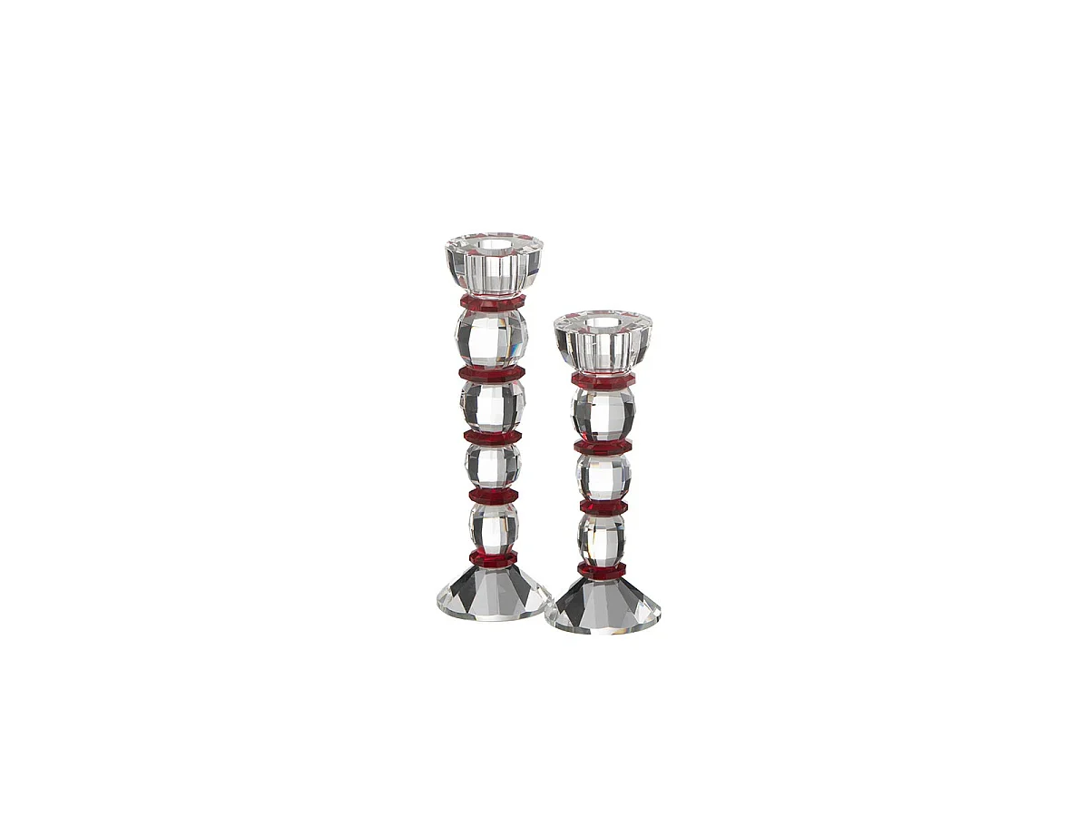 Chandelier Design en Cristal "Annie" 18cm Transparent & Rouge