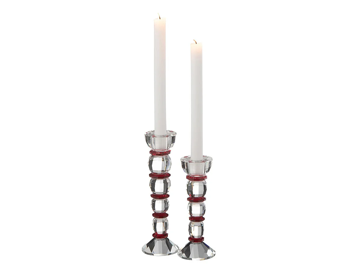 Chandelier Design en Cristal "Annie" 18cm Transparent & Rouge
