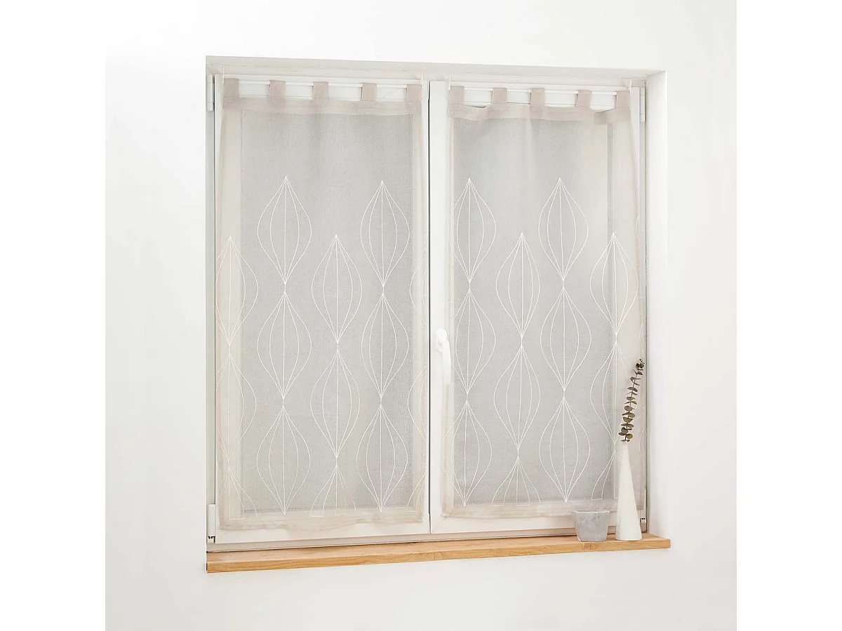 Paire de Voilages Brodés "Galactee" 60x90cm Taupe