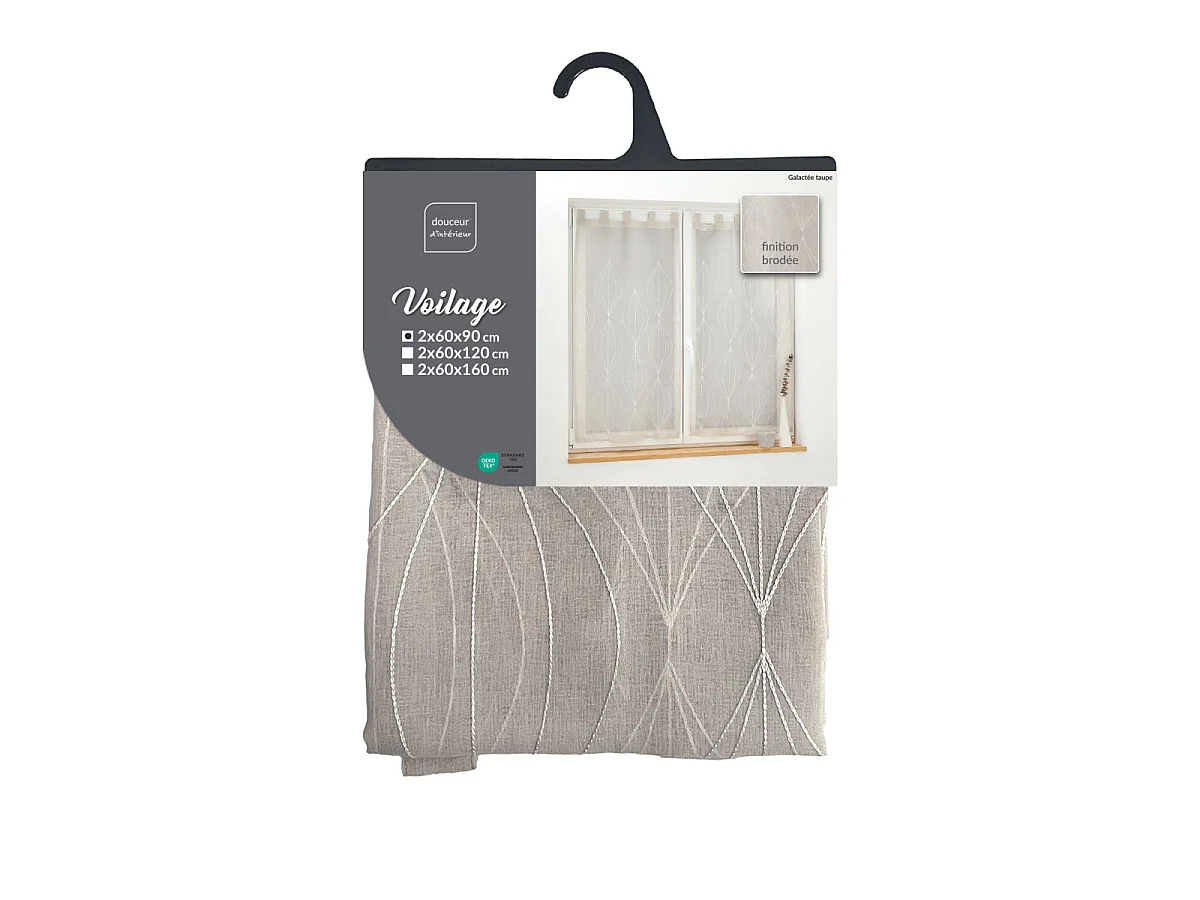 Paire de Voilages Brodés "Galactee" 60x90cm Taupe