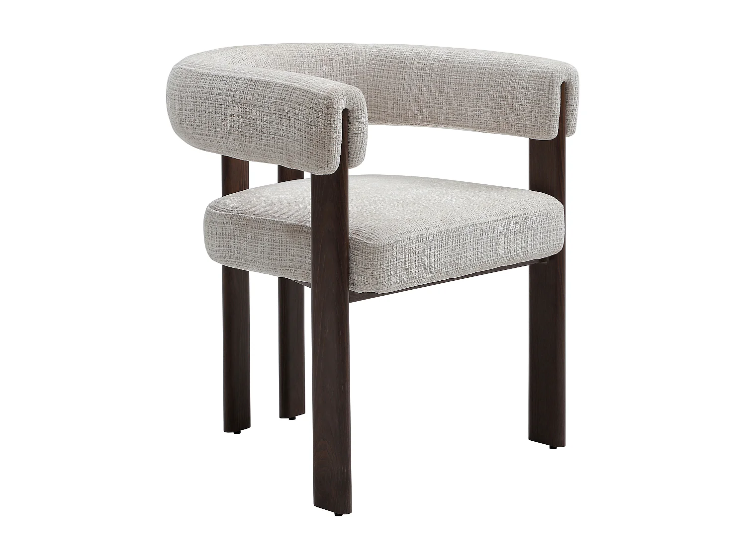 Lot de 6 chaises en tissu texturé et métal effet bois - Beige et naturel foncé - VOLOSKA