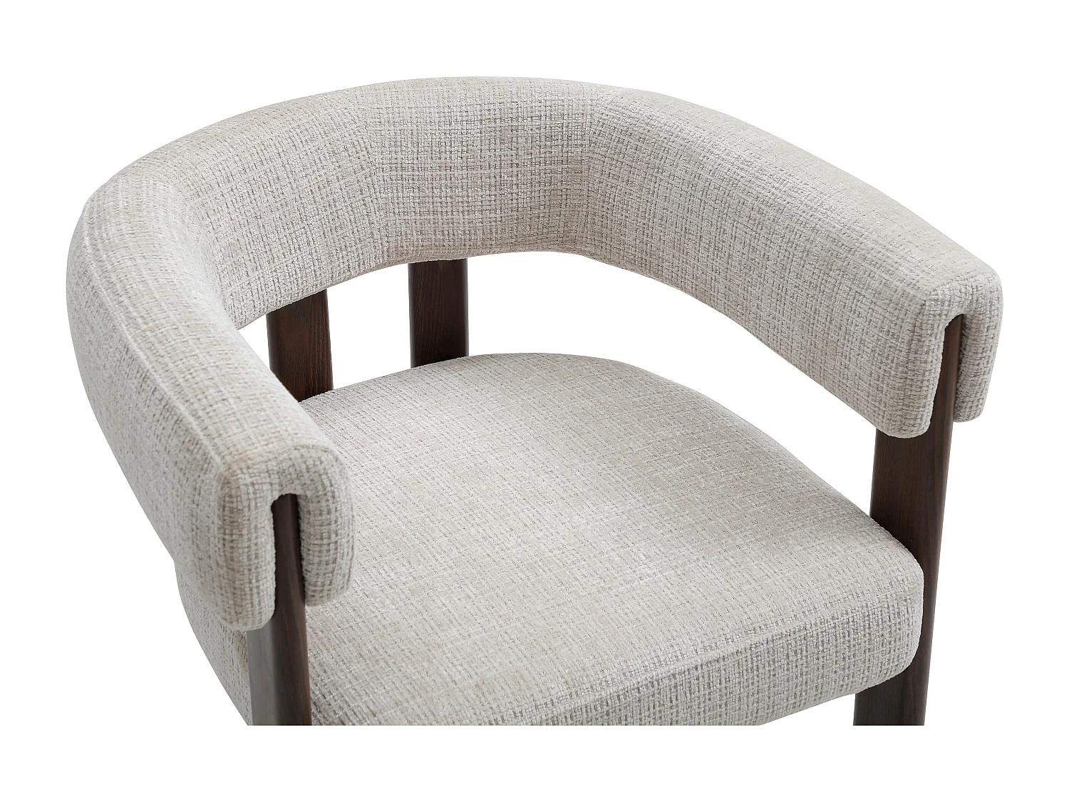 Lot de 6 chaises en tissu texturé et métal effet bois - Beige et naturel foncé - VOLOSKA