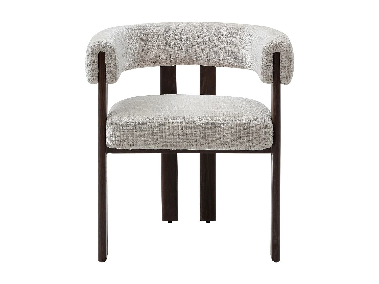 Lot de 6 chaises en tissu texturé et métal effet bois - Beige et naturel foncé - VOLOSKA
