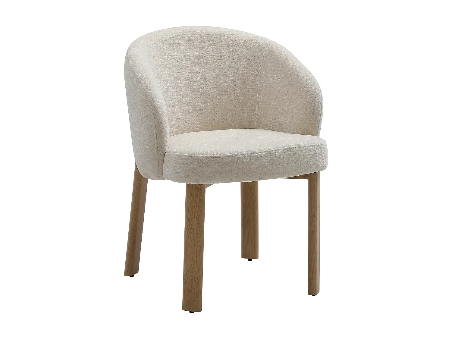 Lot de 6 chaises en tissu texturé et métal effet bois - Beige et naturel - KIZEMA