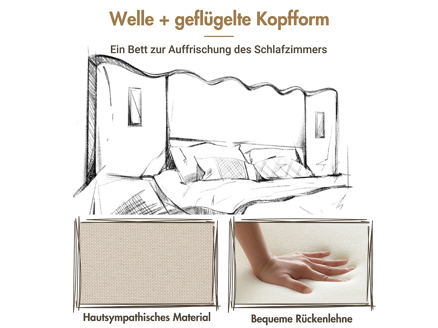 Lit coffre 180 x 200 cm avec rangement hydraulique, lampe de lecture LED, ports USB et USB-C - Lin - Beige (Sans matelas)