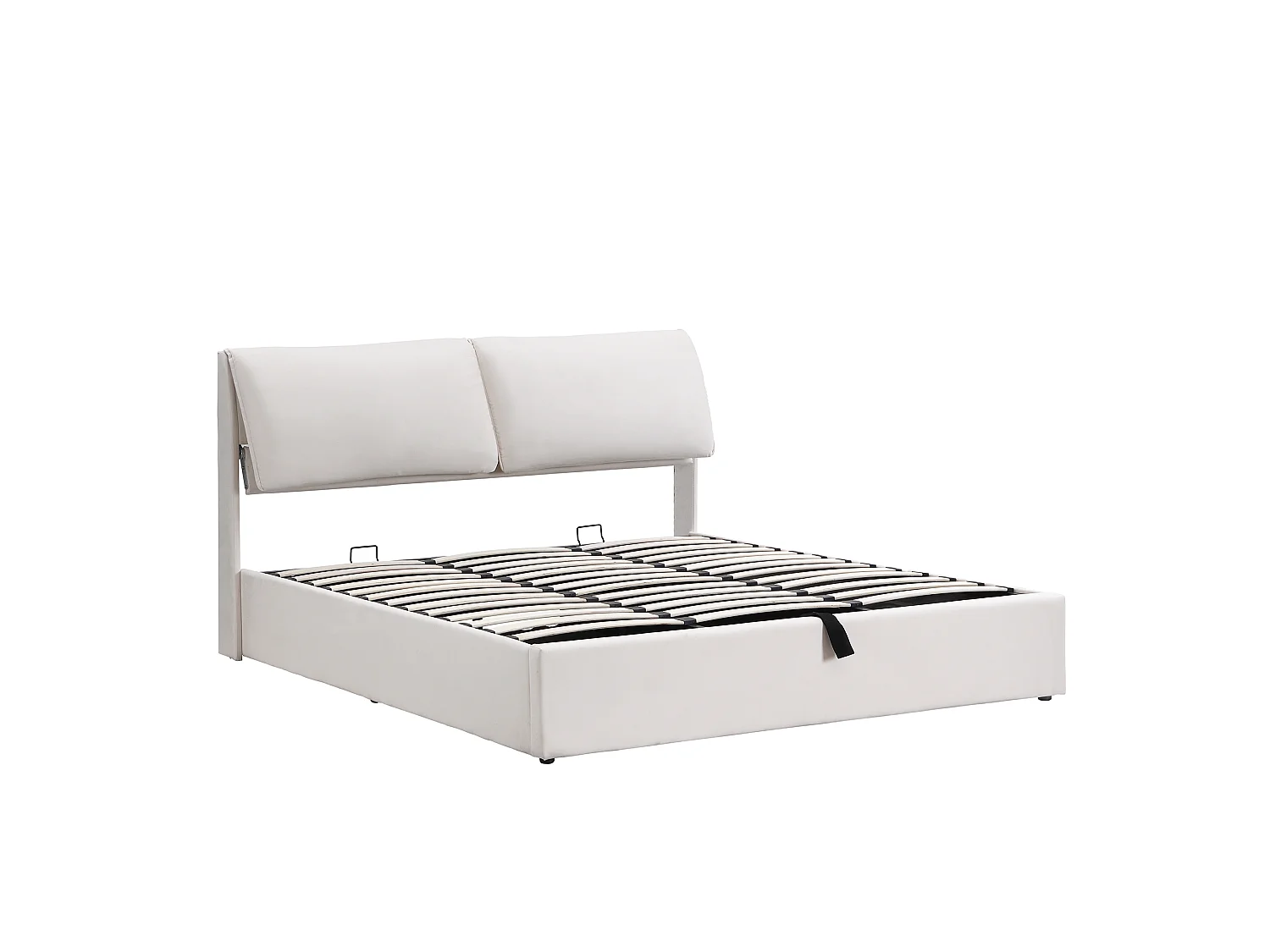 160 x 200 cm velvet storage bed with hydraulic storage, 3 drawers and adjustable headboard - Beige (Mattress not included)