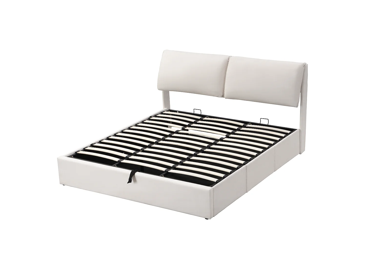 160 x 200 cm velvet storage bed with hydraulic storage, 3 drawers and adjustable headboard - Beige (Mattress not included)
