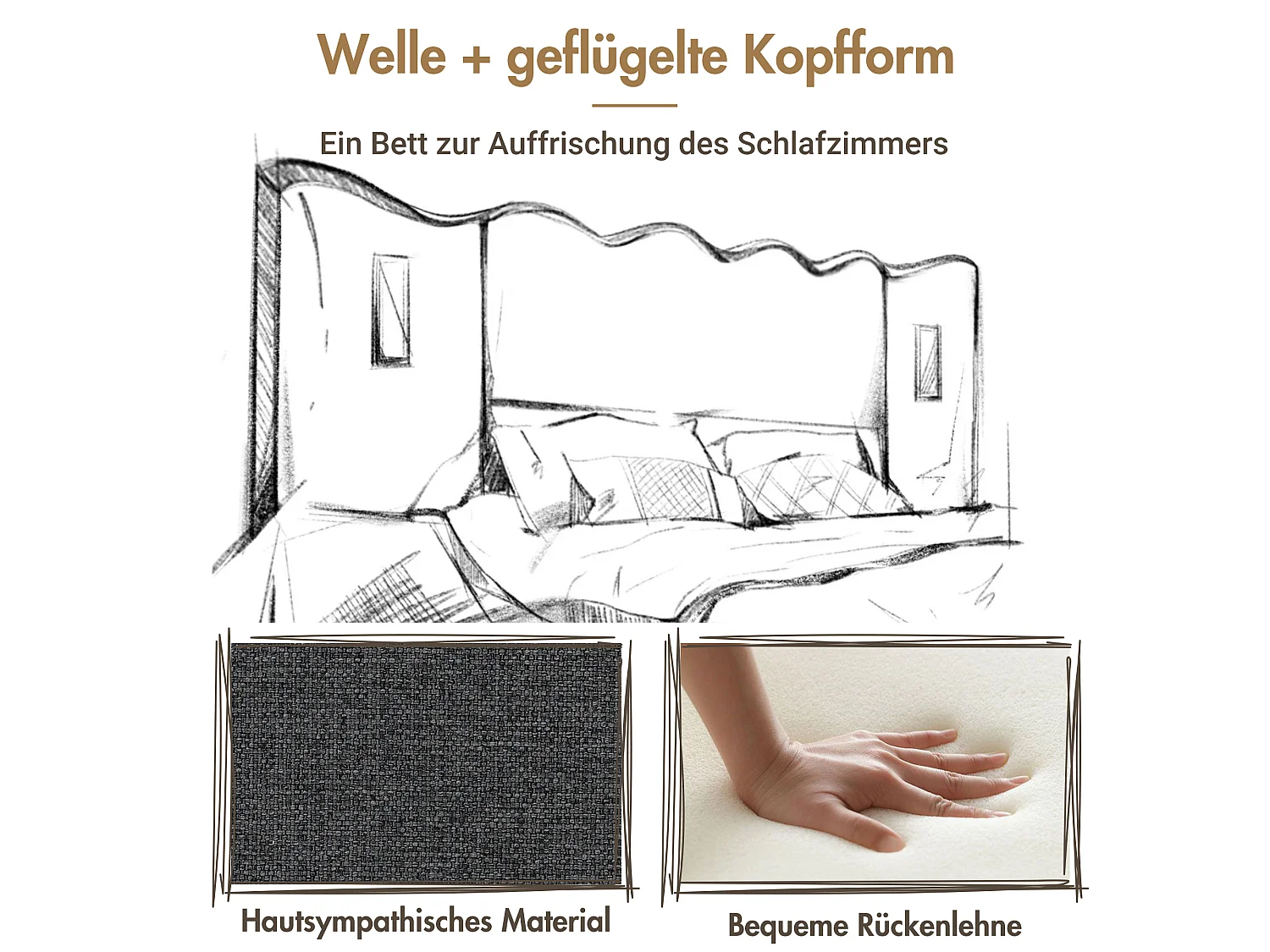 Lit coffre 180 x 200 cm avec rangement hydraulique, lampe de lecture LED, ports USB et USB-C - Lin - Gris (Sans matelas)