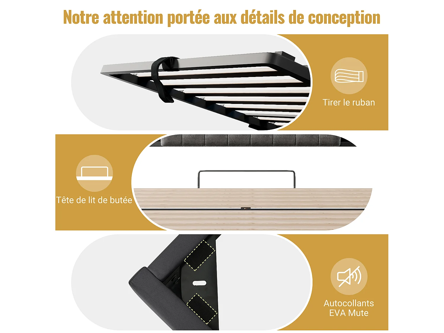 Lit coffre 160 x 200 cm avec LED RGB, rangement hydraulique, tête de lit capitonnée en lin et sommier à lattes - Gris (Sans matelas)