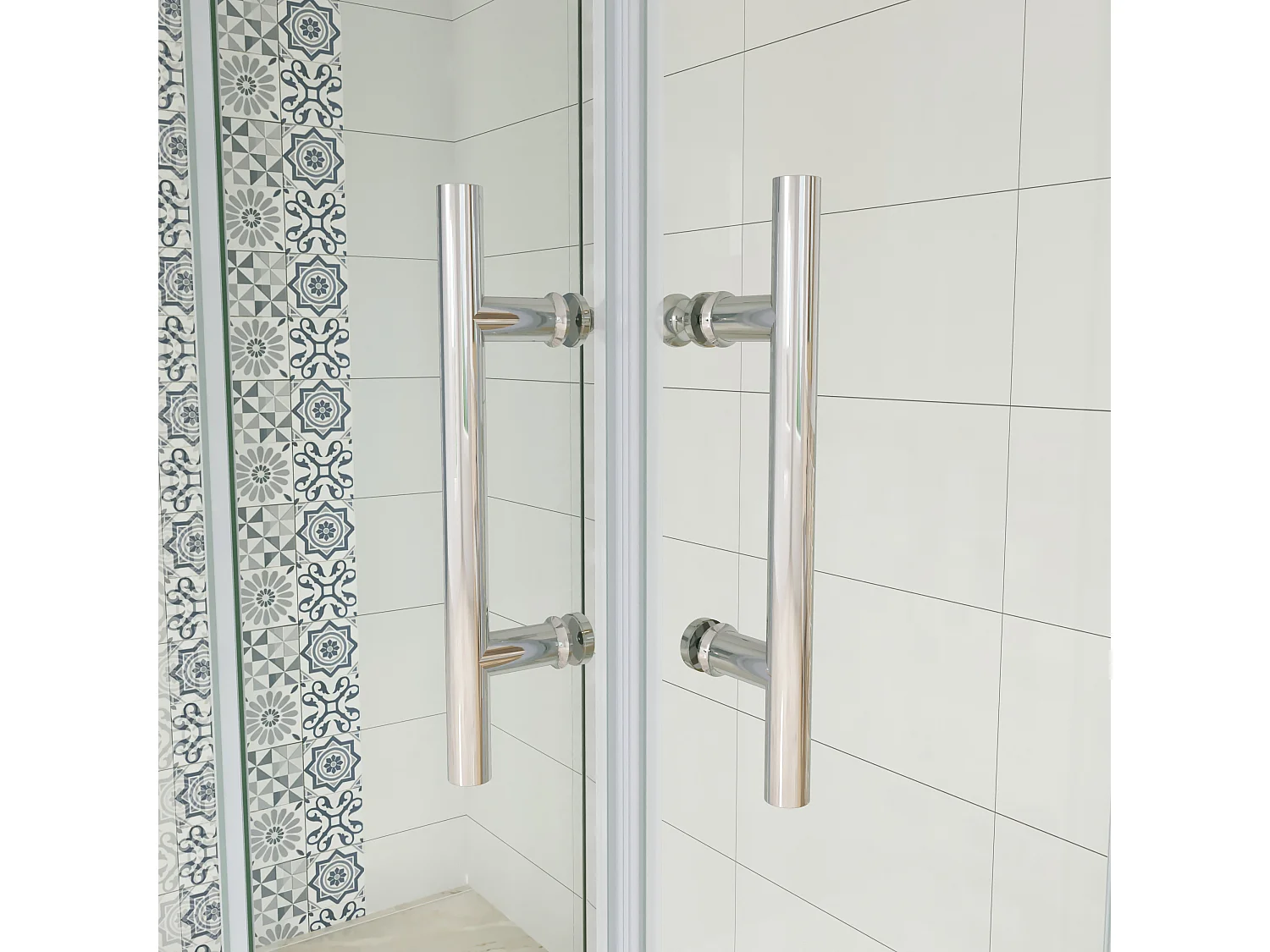 H.195 cm Box Doccia a 3 Lati 80x80x80 cm Porta Scorrevole 80 cm Doppia Parete Fissa da 80 cm in Vetro Trasparente Anticalcare da 6mm Cromato Lucido