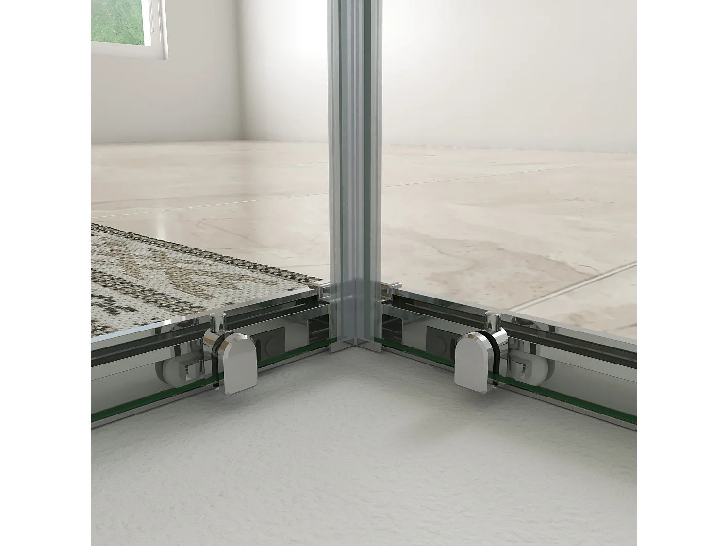H.195 cm Box Doccia a 3 Lati 80x80x80 cm Porta Scorrevole 80 cm Doppia Parete Fissa da 80 cm in Vetro Trasparente Anticalcare da 6mm Cromato Lucido