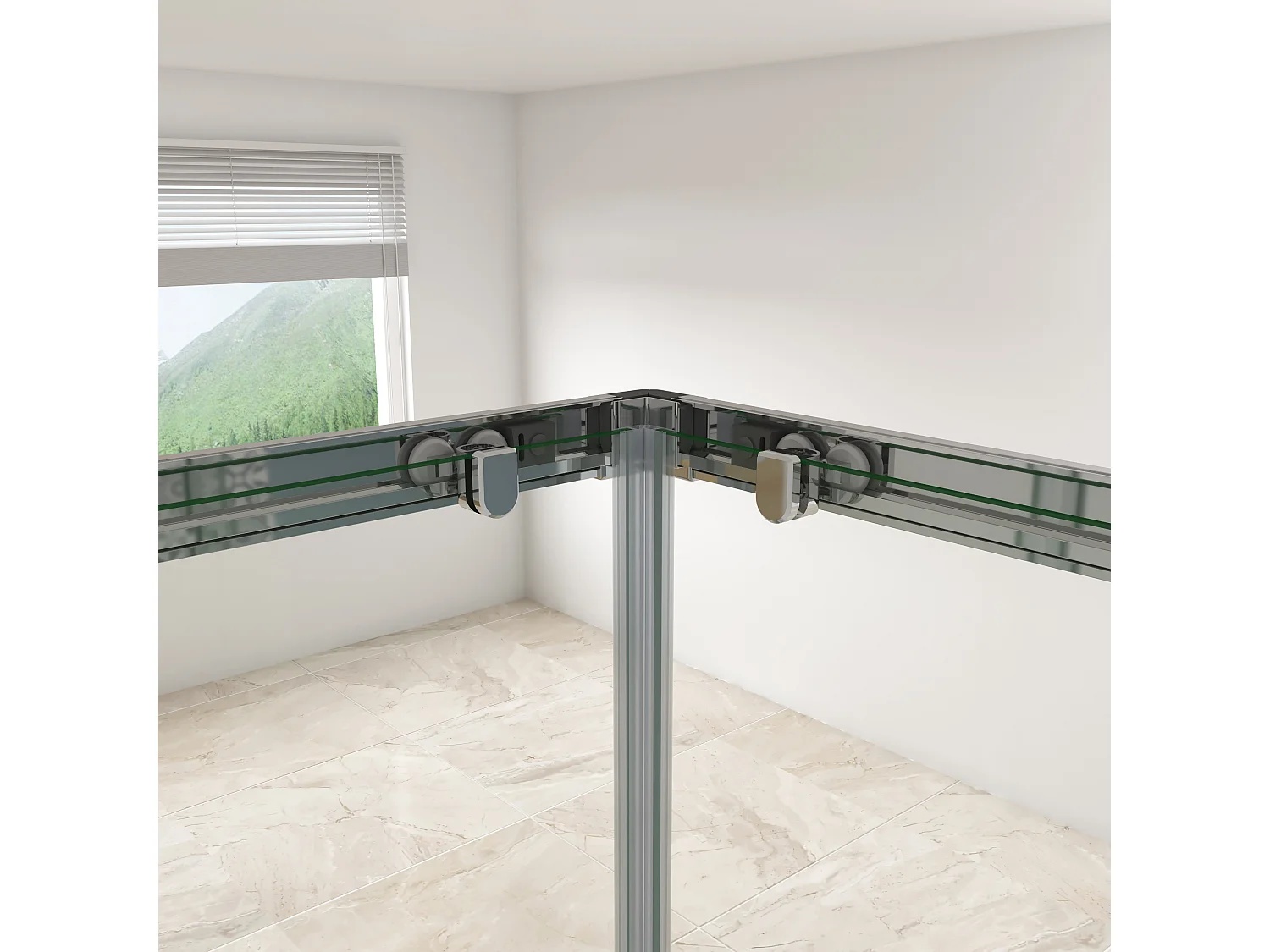 H.195 cm Box Doccia a 3 Lati 80x80x80 cm Porta Scorrevole 80 cm Doppia Parete Fissa da 80 cm in Vetro Trasparente Anticalcare da 6mm Cromato Lucido
