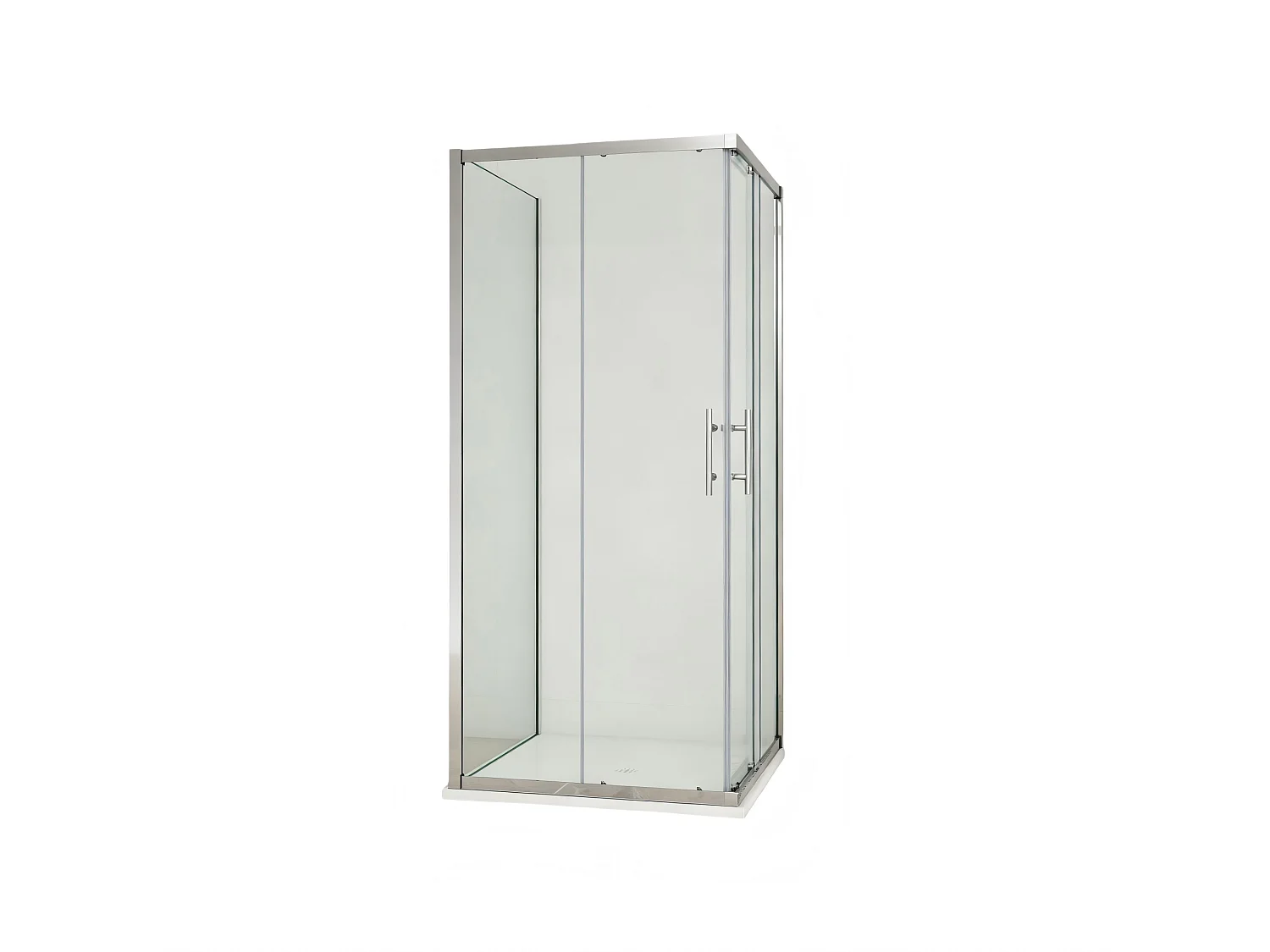 H.195 cm Box Doccia a 3 Lati 80x80x80 cm Porta Scorrevole 80 cm Doppia Parete Fissa da 80 cm in Vetro Trasparente Anticalcare da 6mm Cromato Lucido