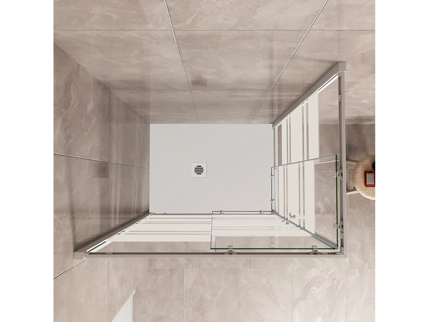 185 cm Box Doccia Angolare 90x90 cm Porte Scorrevoli Vetro Temperato 5 mm Anticalcare Fascie in Serigrafato Telaio Bianco Opaco