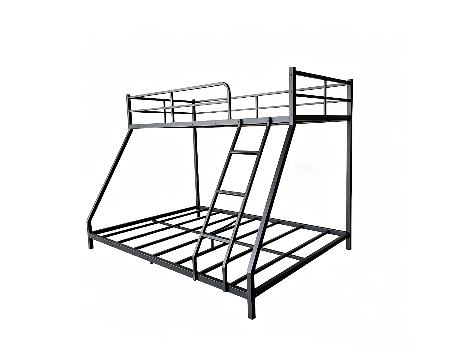 Lit superposé enfant 80 x 190 cm et 130 x 190 cm en métal avec échelle - Noir