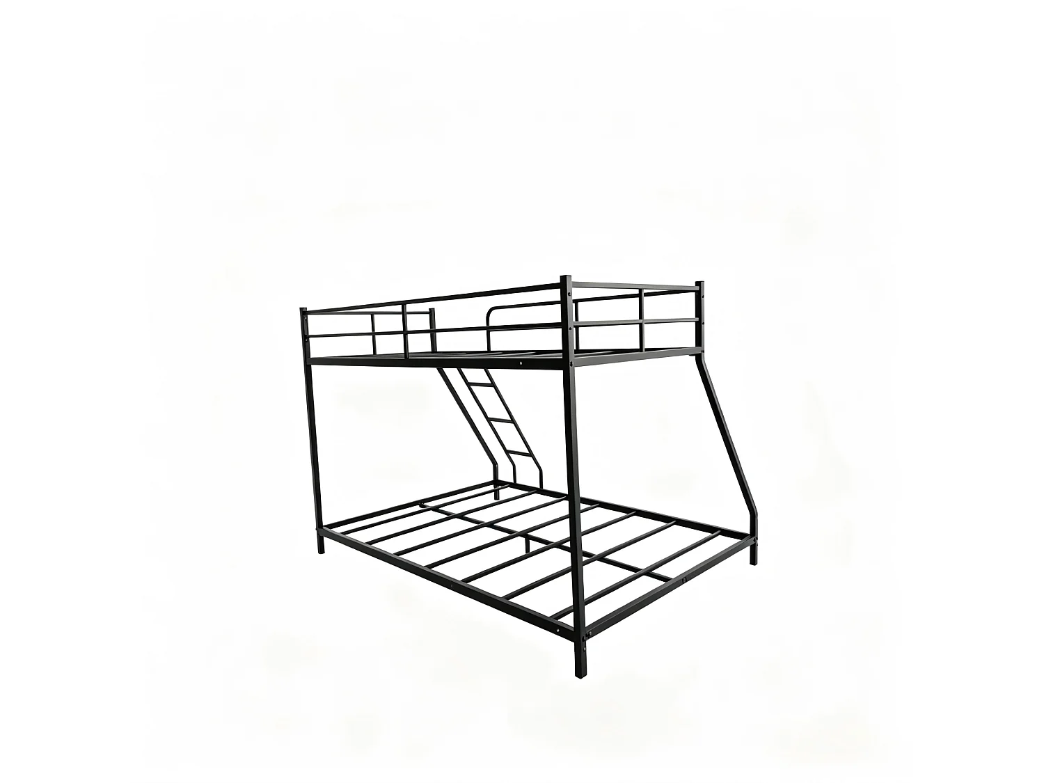 Lit superposé enfant 80 x 190 cm et 130 x 190 cm en métal avec échelle - Noir